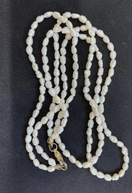 Genuine Freshwater Pearl Double Stranded Necklace with Gold coloured Clasp 40cm