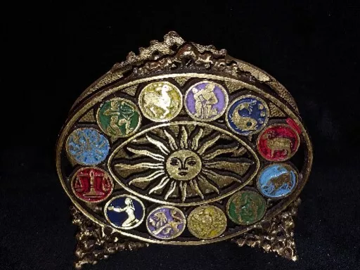 Vintage Oppenheim Astrology Zodiac Brass Paper Mail Holder