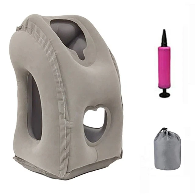 Inflatable Air Travel Pillow Airplane Office Nap Rest Neck Head Chin Cushion