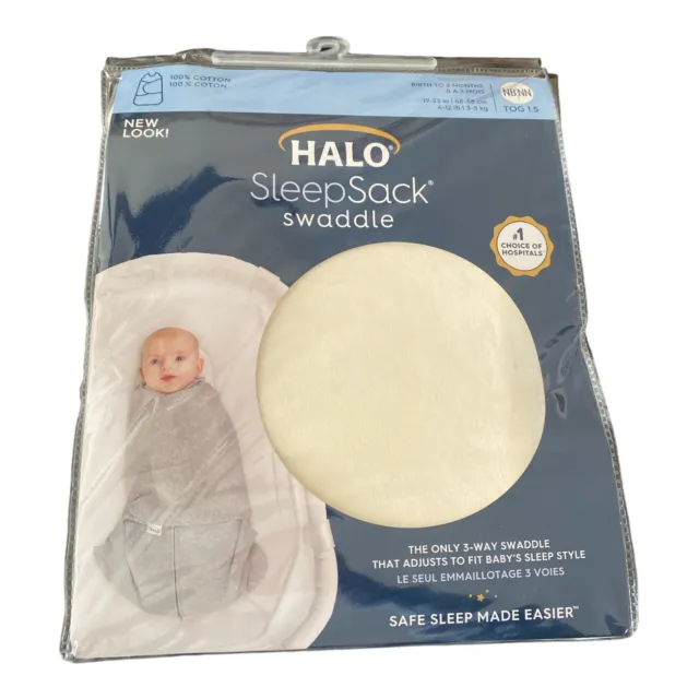 HALO Baby Sleep Sack Swaddle Newborn 0 to 3 Months Cream Cotton *New