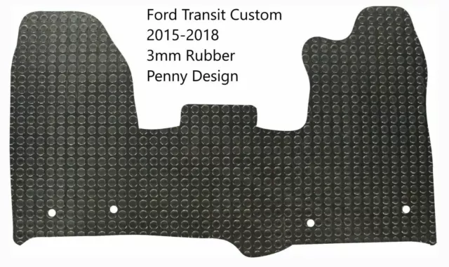 Ford Transit Custom 2016-2018 Black Tailored 3mm Rubber Van Floor Front Mat