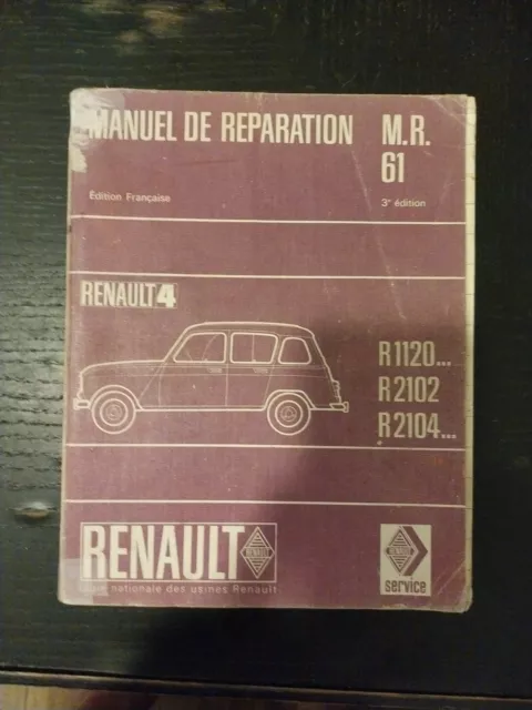 Manuel reparation MR 61 Renault 4 R 4 L 1968 Manuel Atelier Revue Technique R4 L