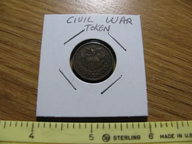 1860'S Era Civil War Token Patriotic With Flags And Cannons Eagle Coin #3 ~Nice~