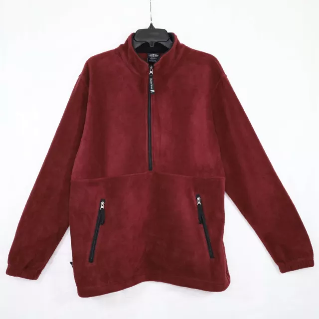 Charles River Burgundy Fleece Pullover Jacket Size Medium Mens Half Zip Euc