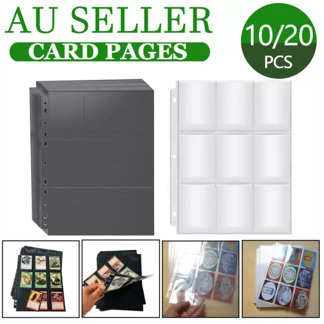 10/20pcs Card Sleeves Collector Binder Cards 9 Grids Album Baseball Holder Sheet