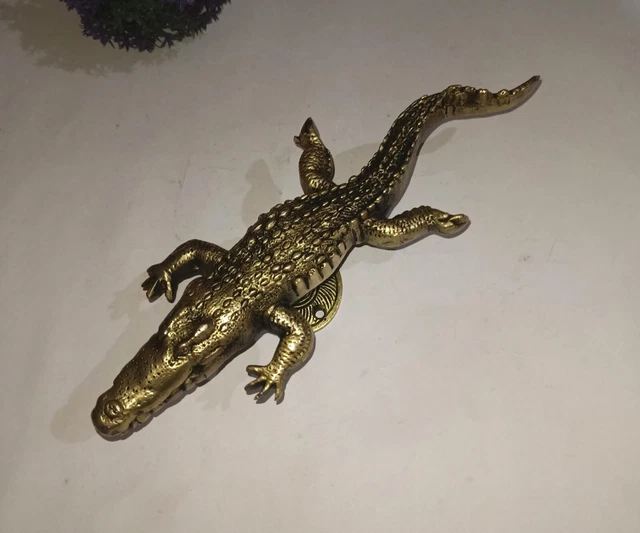 10'' Inches Aggressive Alligator Design Handle Round Base Brass Door Pull AJ070