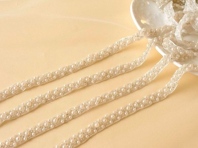 Avoria Perline Matrimonio Abito Nastro Danza Costume Bordatura Orlo Perle Sposa Catena 