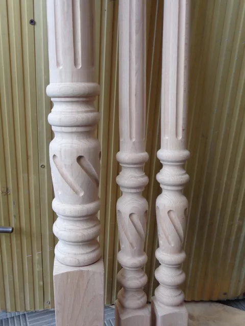 Solid Spiral Stair Balusters Newel Posts Carved Wood Spindles Balcony Staircase