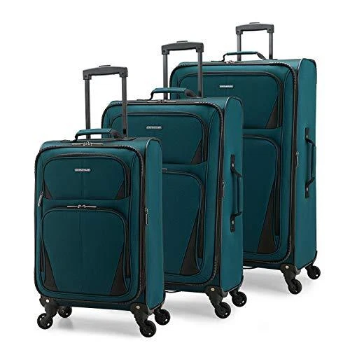 U.S. Traveler Aviron Bay Expandable Softside Spinner Wheels Teal 3 Piece Luggage