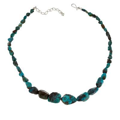 TURQUOISE GEMSTONE NUGGET in silver 4 strand charm necklace