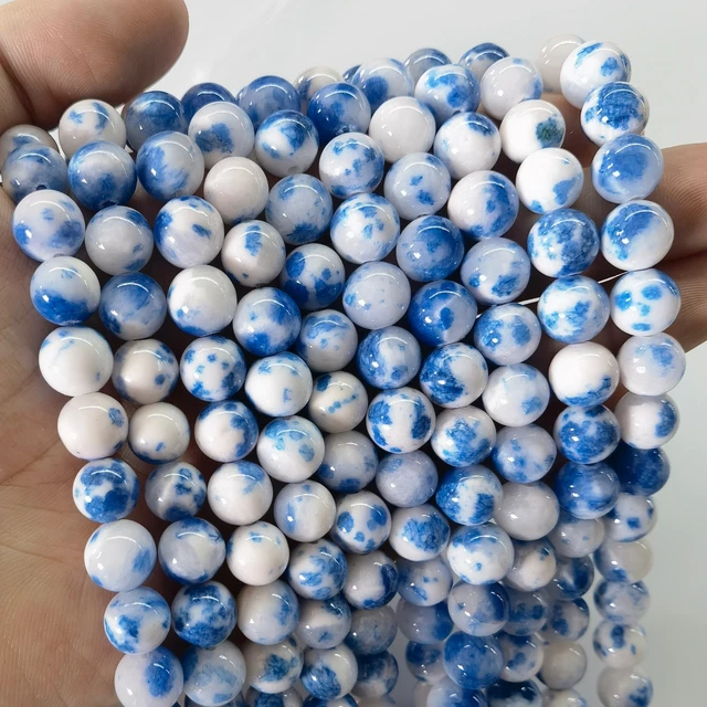 Natural 6mm Blue White Porcelain Sodalite Gemstone Loose Beads Jewelry Making
