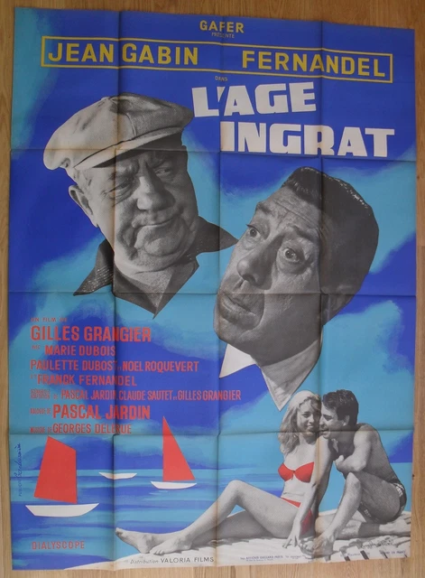 AGE INGRAT jean gabin fernandel affiche cinema originale 160x120 cm '64