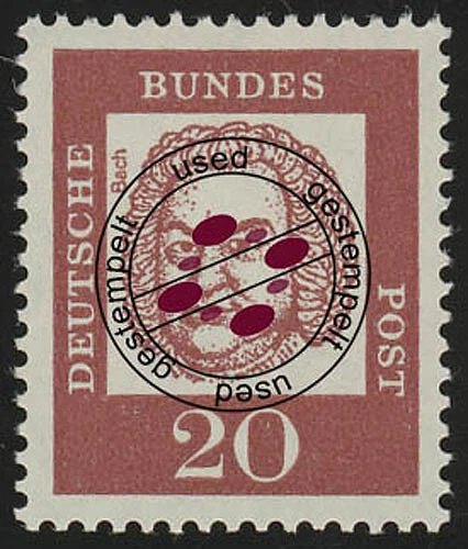 352x (ohne Fluo) Bedeutende Deutsche 20 Pf J. Sebastian Bach O