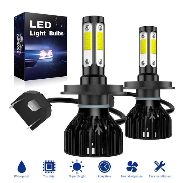9003 H4 LED Headlight Bulbs Kit 10000W 1000000LM Hi/Lo Beam White Super Bright