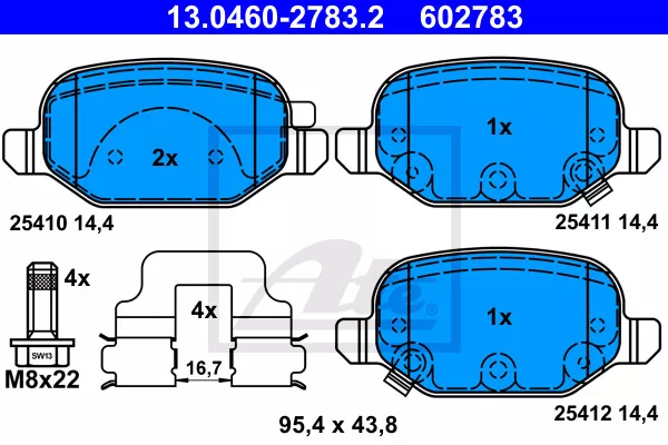 ATE 13.0460-2783.2 Brake Pad Set, disc brake for FIAT