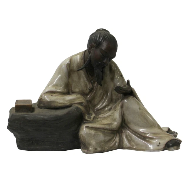 Chinese Oriental Ceramic Vintage Finish Ancient Scholar Old Man Figure cs5674S Chinese Oriental Ceramic Vintage Finish Ancient Scholar Old Man Figure cs5674S
