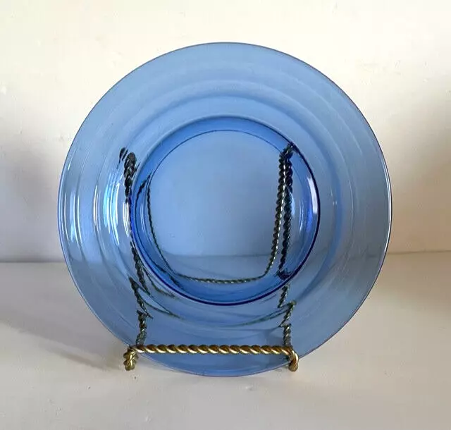 Cobalt Blue Glass Luncheon Dessert Plates 7” Vintage Hazel Atlas Moderntone