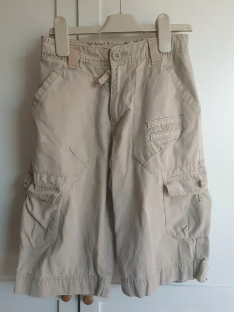 Boys Next Stone/beige Cargo cotton shorts age 7 years VGC