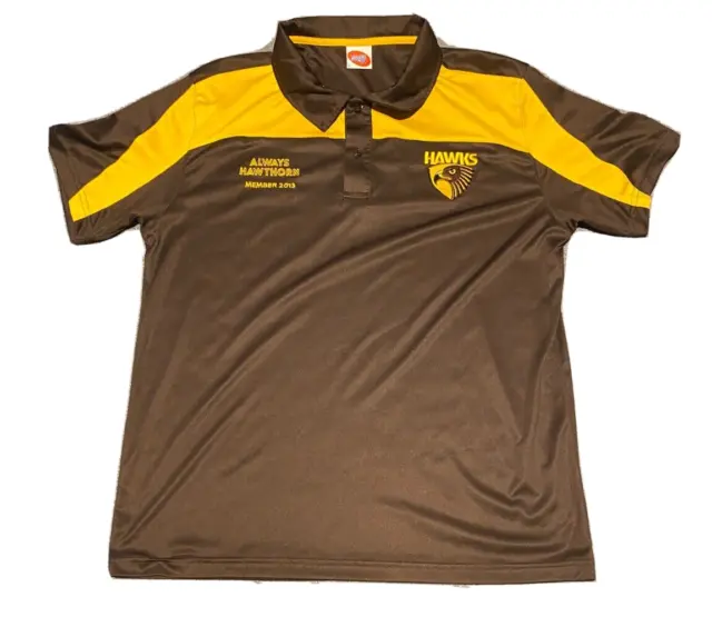 Hawthorn Hawks Polo Shirt Mens Size Large L 2013 Member's Short Sleeve AFL