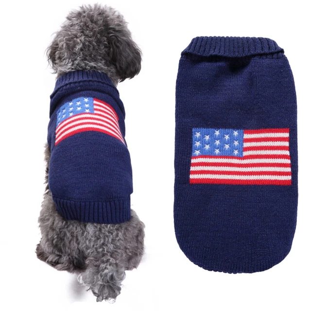 Hundeweihnachtspullover Hässlich Der Amerikanischen Flagge Großer Kleidung