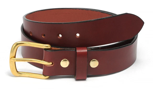 1 1/2" Amish Hand Crafted Casual / Dress Belt, Blk Brn Burg Dk Brn 30 - 60" Long