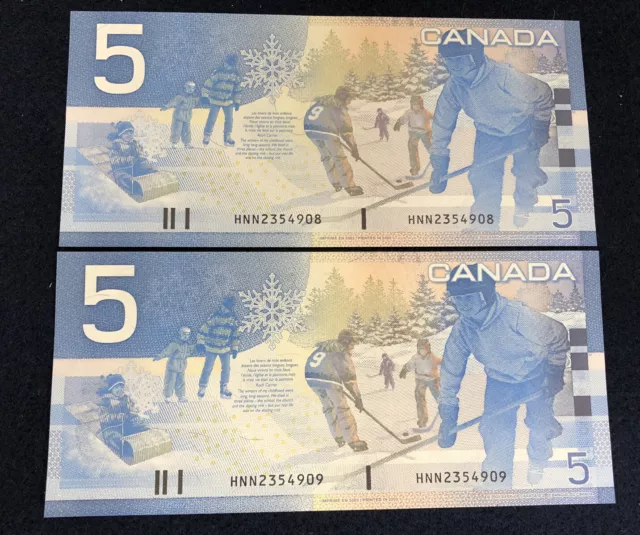 2003 Bank of Canada $5 - Knight Dodge HNN Prefix UNC - Lot of 2