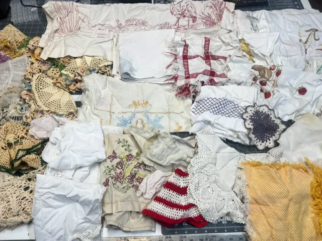 Huge lot of vintage linens doilies crochet Textiles #4