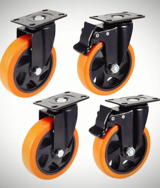 4 Inch Caster Wheels with Brake 2200Lbs, Casters Set of 4, Heavy Duty Casters,In