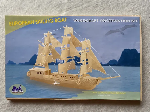 Woodcraft Building Construction Kit European Sailing Boat 3D Model NWOB