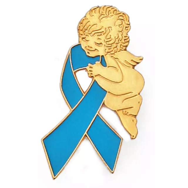 PinMart's Light Blue Awareness Ribbon Religious Spiritual Angel Enamel Lapel Pin