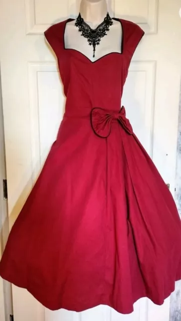 LINDY BOP GRACE Dark Red Retro 50s style dress only I UK 10 Christmas Xmas 19.99 PicClick UK