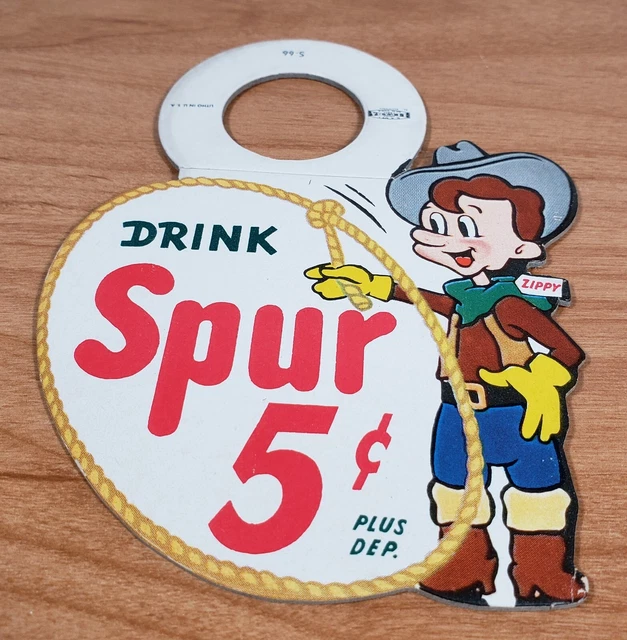 Drink Spur 5c Soda Bottle Topper Cardboard advertising piece