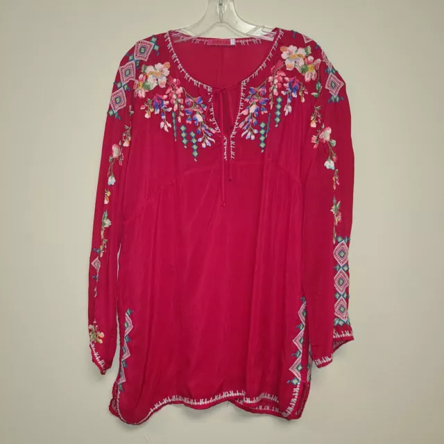Johnny Was Embroidered Vanessa Georgette Embroidered Tunic Sz Large Petite 2