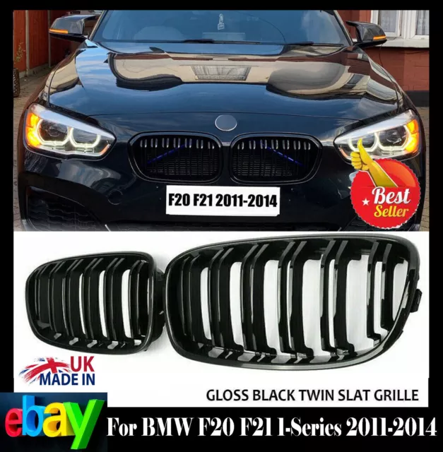 Front Kidney Grill Grille For BMW F20 F21 1 Series M Sport Gloss Black 2011-2014