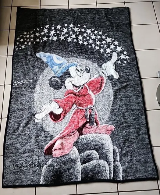 Vintage Fantasia Disney Mickey Mouse Sorcerer Throw Blanket 50” x 72” Biederlack