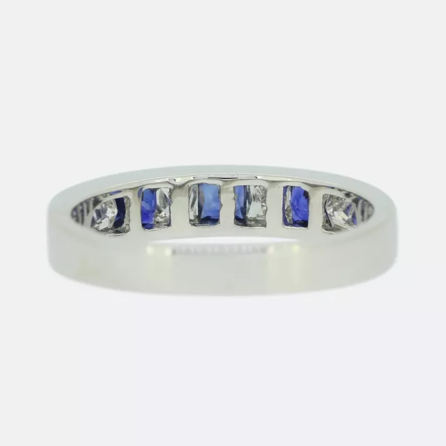 Gold Diamond Ring- Sapphire and Diamond Eternity Band 18ct White Gold 3