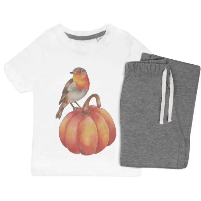 'Robin On Pumpkin' Kids Nightwear / Pyjama Set (KP034532)