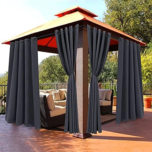 BONZER Waterproof Outdoor Curtains for Patio Cabana Deck Sunroom Thermal Insulat