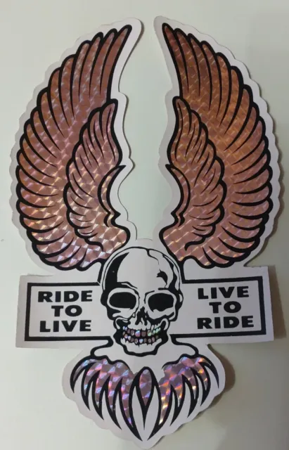 Vintage 70's/80's - Ride To Live, Live To Ride - Pink Biker Prism Sticker