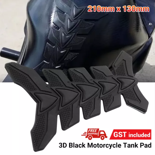 3D Black Motorcycle Gel Oil Gas Fuel Tank Pad Protector Sticker Decal Decro AU