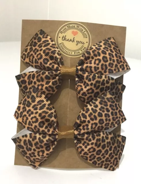 Leopard print Hair Bow Alligator Clip /Bobbles Pink Hair Accessories