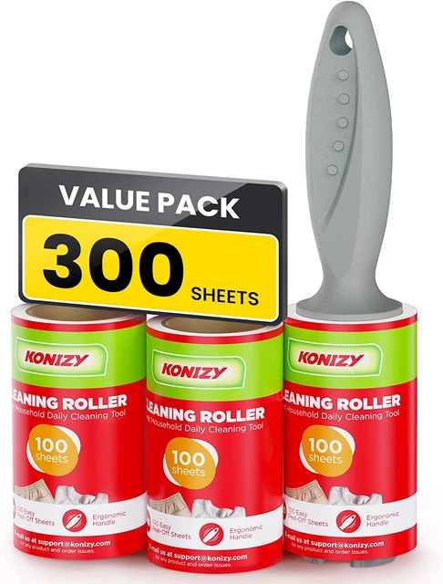 Lint Rollers for Pet Hair Extra Sticky, 300 Sheets Mega Value Set Lint Roller wi