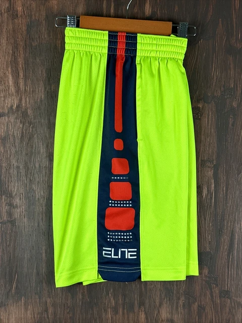 Large Nike Elite Basketball Shorts Volt Navy Red Dri-Fit Swoosh Youth Kids L GUC