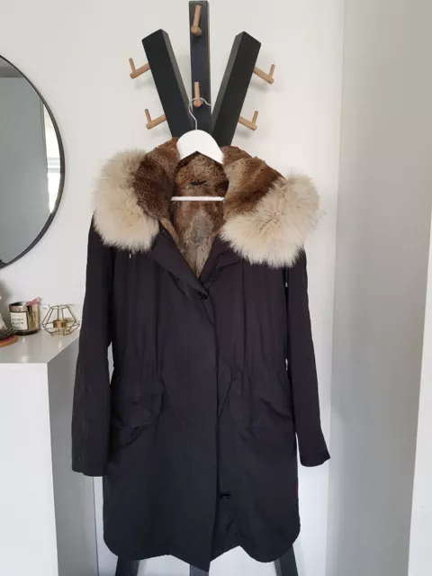 Army by Yves Salomon Parka Coat Jacket Rabbit Fur lined Coyote Fur Trimmed Hood