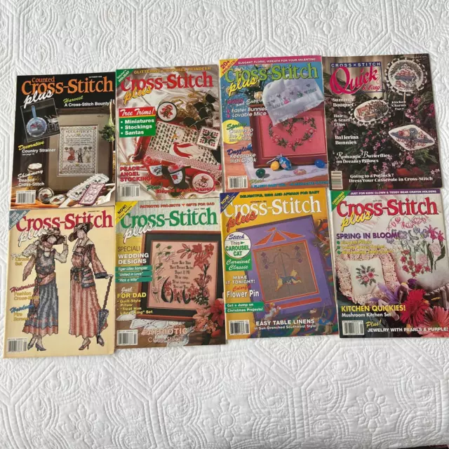 Vintage Lot of 8 Cross Stitch Plus and Quick Cross Stitch Magazines