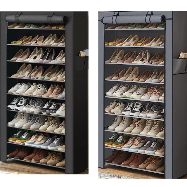 MISSLO 24 Paar Schuhorganizer Hängend, Großes Schuhregal für Tür, 8 Regal Türorganizer Hängeorganizer für Schlafzimmer, Badezimmer, Schwarz