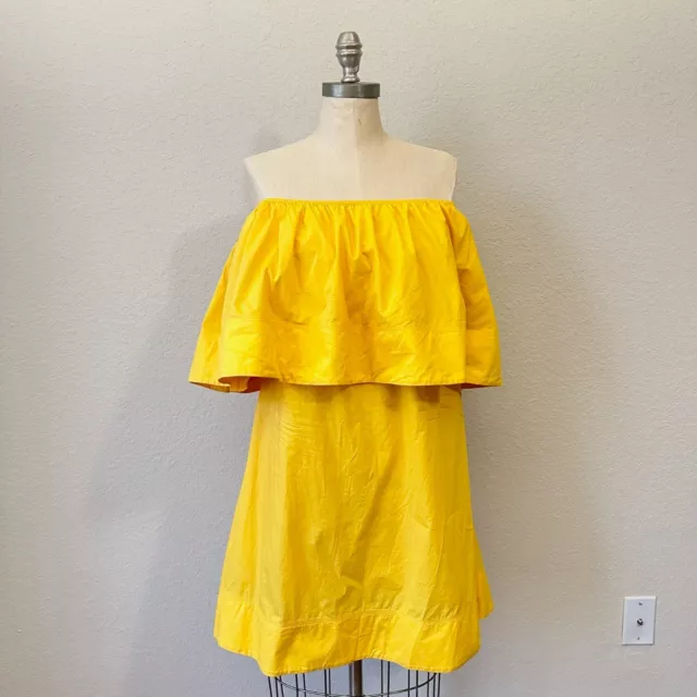 APIECE APART Piper Petal Off Shoulder Above the Knee Dress in Yellow Sz 4 W7571