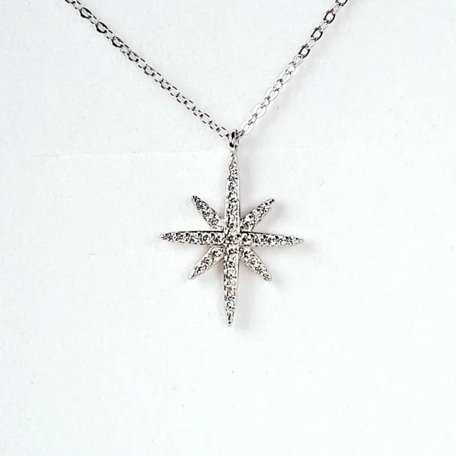 925 Sterling Silver Crystal Star Charm Necklace Woman Fashion Chain Pendant Gift