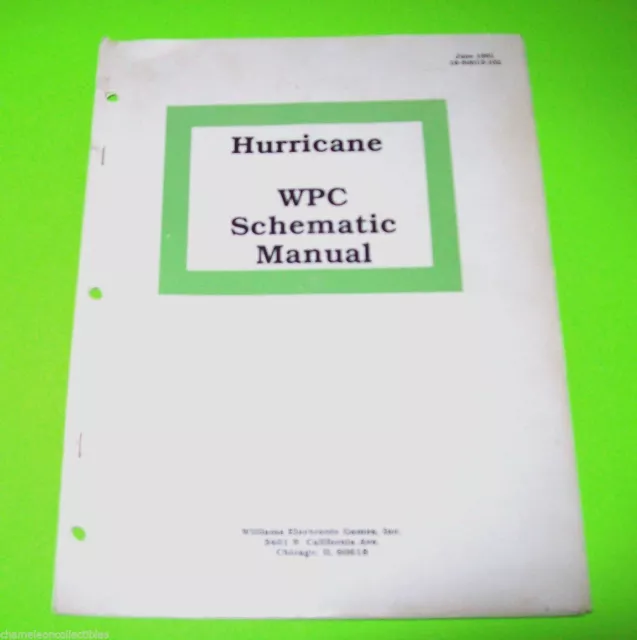 Hurricane 1991 Original Pinball Machine WPC Schematics Repair Manual