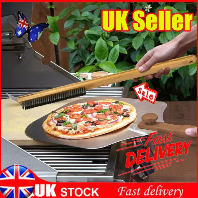 Pizza Oven Brush Steel Wire Pizza Stone Cleaning Brush With Scraper Oven Clean